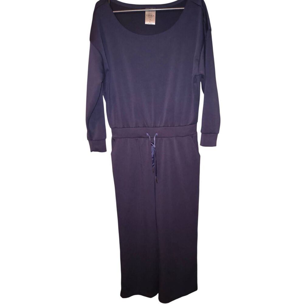 Serra Casual Romper scoop neckline long-sleeved one-piece jumpsuit wide-leg silh